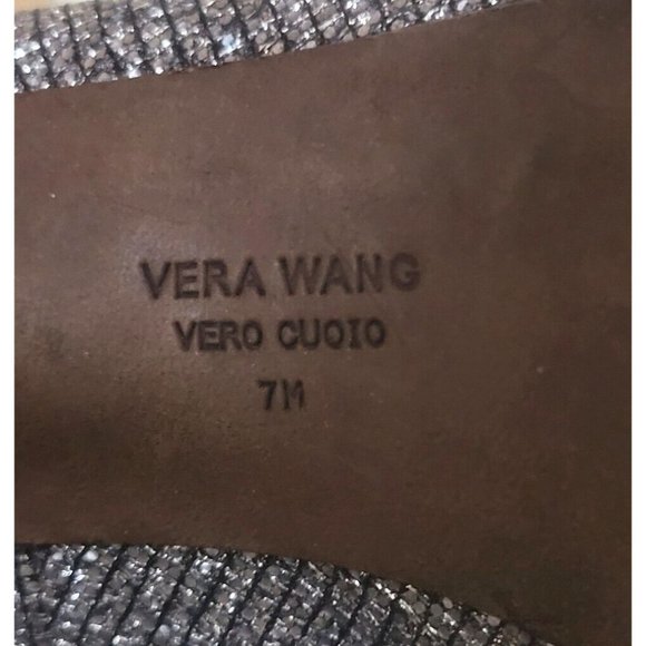 Vera Wang Selima Silver Glitter Peep Toe Platform Stiletto Pumps Womens Size 7 - Picture 12 of 12